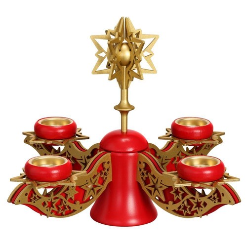 Adventsleuchter rot gold mit - adventsleuchter,